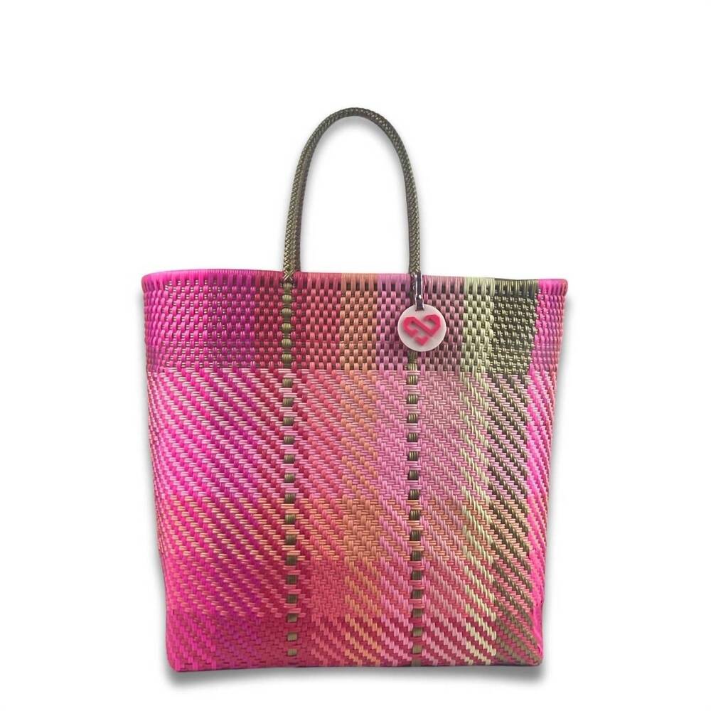 NEW MARIA VICTORIA women's handwoven recycled plastic xl tote bag in donna